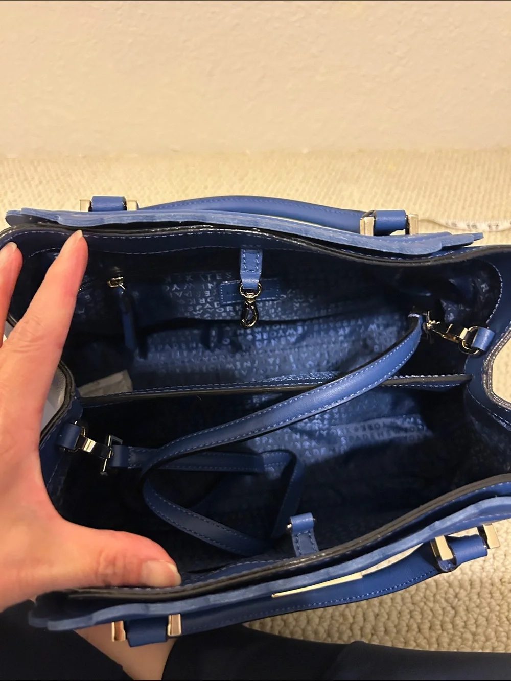 NWT kate spade cobalt blue scalloped top-handle satchel